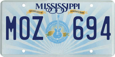 MS license plate MOZ694