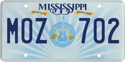 MS license plate MOZ702