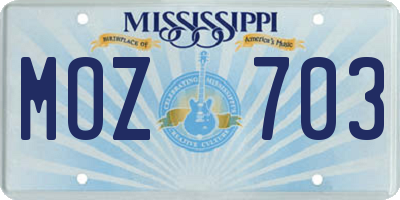 MS license plate MOZ703
