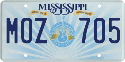 MS license plate MOZ705