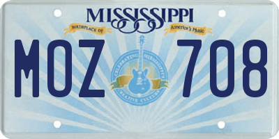 MS license plate MOZ708