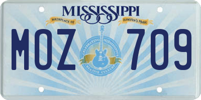 MS license plate MOZ709