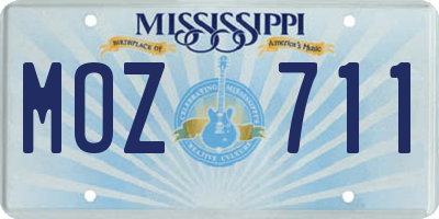 MS license plate MOZ711