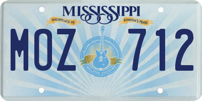 MS license plate MOZ712