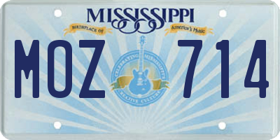 MS license plate MOZ714