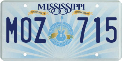 MS license plate MOZ715