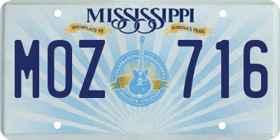 MS license plate MOZ716