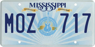 MS license plate MOZ717