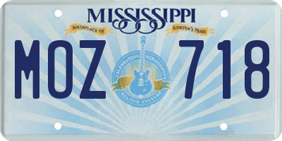 MS license plate MOZ718