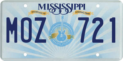 MS license plate MOZ721