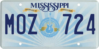 MS license plate MOZ724