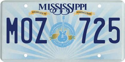 MS license plate MOZ725