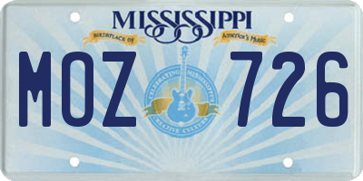 MS license plate MOZ726