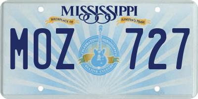 MS license plate MOZ727