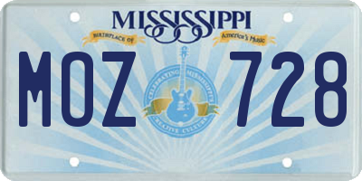 MS license plate MOZ728