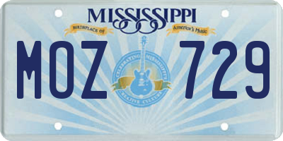 MS license plate MOZ729