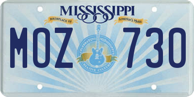 MS license plate MOZ730