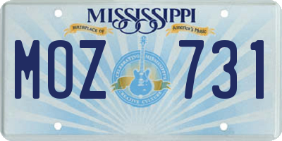MS license plate MOZ731