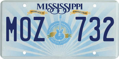 MS license plate MOZ732