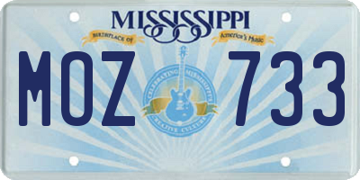 MS license plate MOZ733