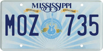 MS license plate MOZ735