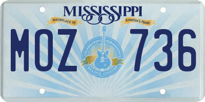 MS license plate MOZ736