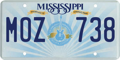MS license plate MOZ738