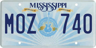 MS license plate MOZ740