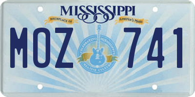 MS license plate MOZ741