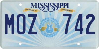 MS license plate MOZ742