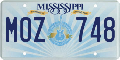 MS license plate MOZ748