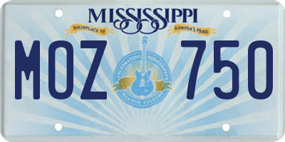 MS license plate MOZ750