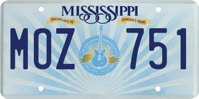 MS license plate MOZ751