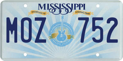 MS license plate MOZ752