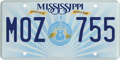 MS license plate MOZ755