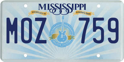 MS license plate MOZ759