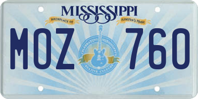 MS license plate MOZ760
