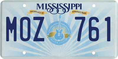 MS license plate MOZ761