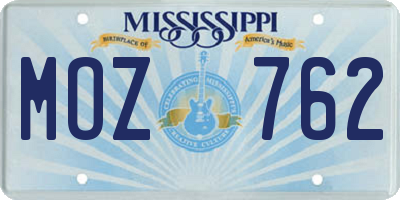 MS license plate MOZ762