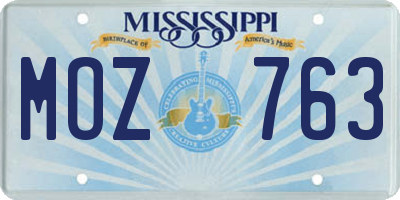 MS license plate MOZ763