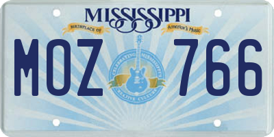 MS license plate MOZ766
