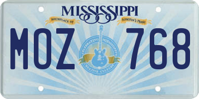 MS license plate MOZ768