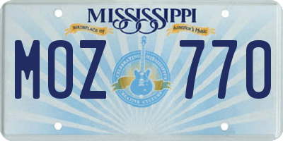 MS license plate MOZ770
