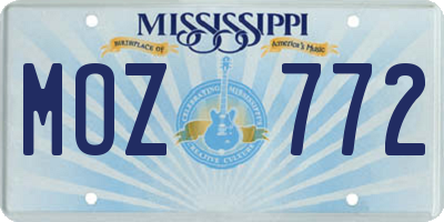 MS license plate MOZ772