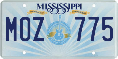 MS license plate MOZ775