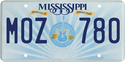 MS license plate MOZ780