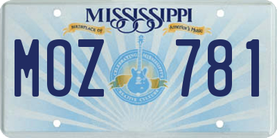 MS license plate MOZ781