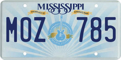 MS license plate MOZ785