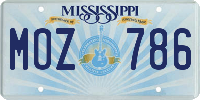 MS license plate MOZ786