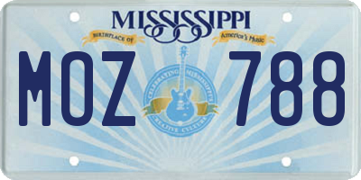 MS license plate MOZ788